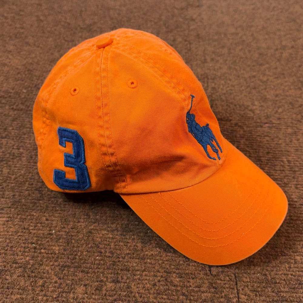 Polo Ralph Lauren Big Pony Hat Mens Orange Blue Embroidered Logo 3 Cap One Size